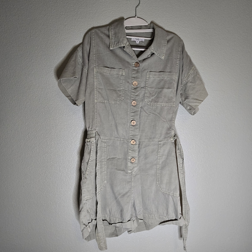 Sage Green Button-Up Jumpsuit - Picture 2 of 4